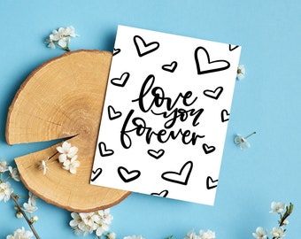 Personalized Love You Forever Card: Calligraphy Anniversary Card