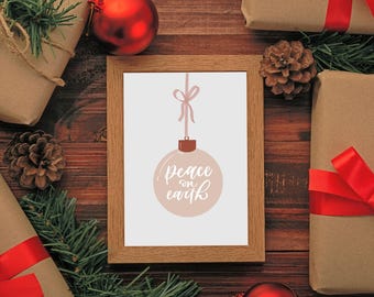 Handmade Christmas Ornament Art Print: Neutral Holiday Wall Decor