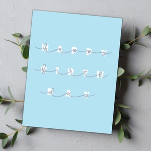 Custom Happy Birthday Card | Simple Personalized Calligraphy Birthday Card for Boyfriend, Girlfriend, Husband, Wife