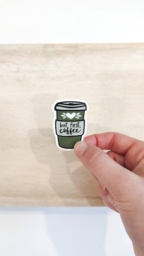 Cute Coffee Vinyl Sticker Decal for Laptop, Water Bottle, Notebook ...