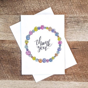 Handmade Thank You Card, Watercolor Thank You Card, Floral Thank You Card, Hand Lettered Thank You Card