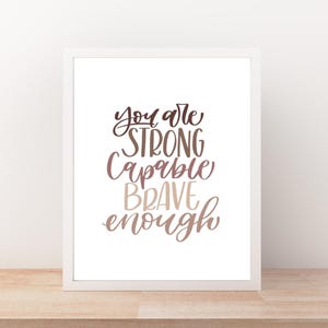 TÉLÉCHARGEMENT NUMÉRIQUE Art esthétique neutre mignon d'affirmation positive, vous êtes fort, art mural de santé mentale Art motivant pour la salle de classe