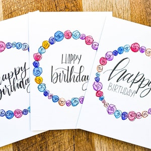 Personalized Birthday Card Set, Custom Watercolor Birthday Card, Floral Birthday Card, Handmade Birthday Card, Happy Birthday Card