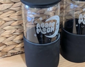 Customizable Hand Engraved Glass Tumbler with Lid and Straw: Personalized Iced Coffee Cup
