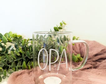 Custom Hand Engraved Name Monogram Glass Mug | Personalized Name Coffee Mug | Gift for Friend, Bridesmaid Gift, Groomsmen Gift, Gift for Her