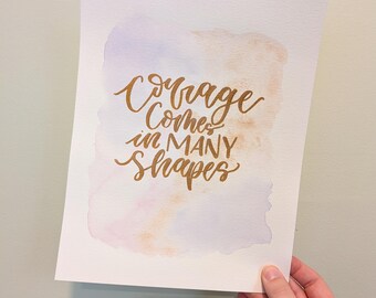 Custom Calligraphy Watercolor Art, Handlettered Motivational Signs, Affirmation Quotes Wall Decor, Personalized Mental Health Art
