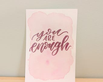 Custom Calligraphy Watercolor Art, Handlettered Motivational Signs, Affirmation Quotes Wall Decor, Personalized Watercolor Mental Health Art
