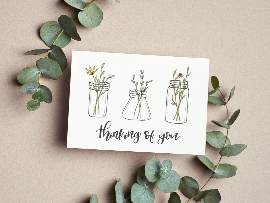 Custom Thinking of You Floral Jars Blank All Occasion Greeting Card ...