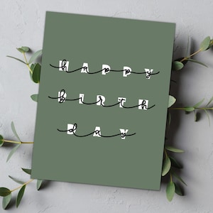 Custom Happy Birthday Card | Cute Personalized Calligraphy Birthday Card for Boyfriend, Girlfriend, Husband, Wife | Simple Birthday Card