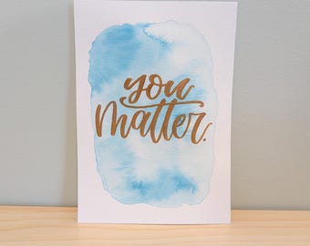 Custom Calligraphy Art, Handlettered Motivational Signs, Affirmation Quotes Wall Decor, Personalized Watercolor Art for Mental Health