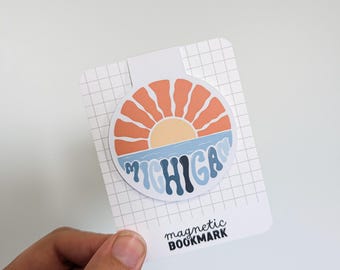 Cute Double-Sided Magnetic Bookmarks, Michigan Floral Encouraging Bookmark