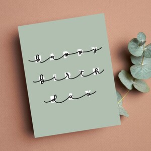 Custom Happy Birthday Card | Simple Personalized Calligraphy Birthday Card for Boyfriend, Girlfriend, Husband, Wife