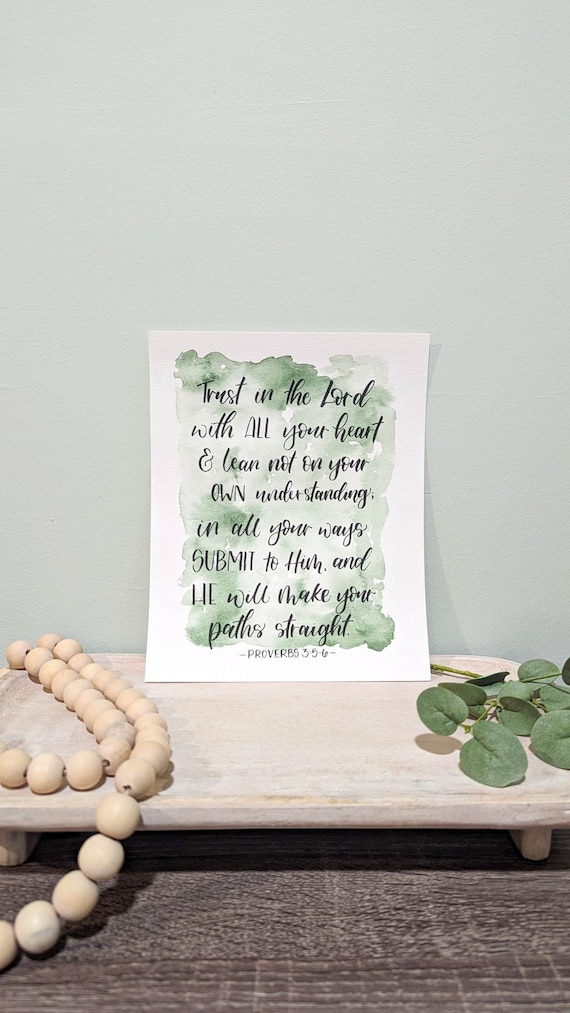 Custom Calligraphy Watercolor Bible Verse Sign: Personalized Scripture Wall Art