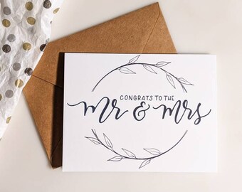 Custom Wedding Card for Newlyweds | Congrats to the Mr and Mrs Card | Card for Bridal Shower, Wedding | Blank Engagement Card for Couple