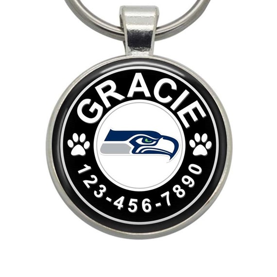 Seattle Seahawks Pet Id Tag for Dogs & Cats Personalized w/ Name & Number