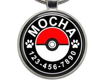 Custom Pokeball - Pokemon Dog Tag: Personalized Pet ID Tag