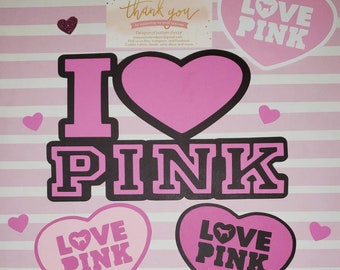 Victoria Secret Signs I Love Pink Love Pink Cardstock Signs Etsy