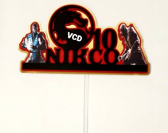 3D Multi color Mortal Kombat fight Game Inspired Cake topper Subzero vs Scorpion Cake decoration