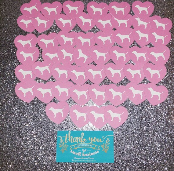 50x Heart Shape Victoria Secret Inspired Confetti Like Cardstock Signs For Make Up Cups Wall Decor Desk Decor Scrapbooking Pink Party