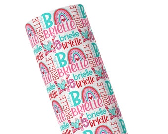 Hoja de cuero sintético del Día de San Valentín / Cuero sintético personalizado / Hoja de lazo de nombre / Corazón de San Valentín / Material del lazo para el cabello / Arco iris de San Valentín