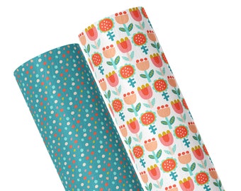 Spring Floral Faux Leather / Spring Hair Bow / Keychain Fabric l Material de pendiente / Hairbow Supplies