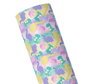 Girl Dinosaur Faux Leather Sheet / Dinosaurios pastel / Dinosaur Hair Bow Material / Craft Sheet / Keychain Fabric / Earring Faux Leather
