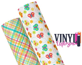 Butterfly Faux Leather / Spring Faux Leather / Spring Floral Hair Bow / Spring Plaid / Keychain Fabric l Material de pendiente / Hairbow Supplies