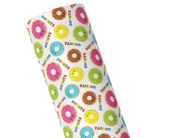 Printed Faux Leather Sheet | Donuts Faux Leather Fabric | Hair Bow Material | Leatherette Sheet | Synthetic Leather | Vegan Leather Sheets