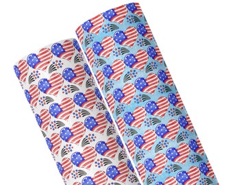 Patriotic Faux Leather / 4 de julio / Día de la Independencia / Summer Hair Bow / Keychain Fabric l Material de pendiente / Hairbow Supplies