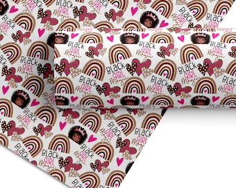 Black Girl Magic Sábana de cuero sintético / Melanin Magic / Material del lazo para el cabello / Tela del llavero / Historia negra / Chica marrón / Afroamericano