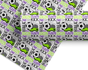 Soccer Faux Leather | Soccer Ball and Cleat | Hair Bow Material | Sports Faux Leather | Keychain Material | Earring Fabric | Craft Sheets