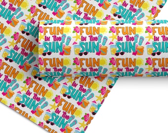 Summer Faux Leather Sheet | Fun in Sun Bow Sheet | Beach Hairbow | Swim Hairbow | Bow Material | Synthetic Leather | Craft Sheet