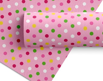 Printed Faux Leather Sheet | Multi Color Dot Faux Leather Fabric | Hair Bow Material | Leatherette Sheet | Synthetic Leather | Craft Leather