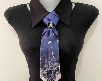 Corbata de anime/corbata gótica japonesa, azul medianoche