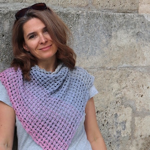 Crochet Pattern Triangular Scarf „Network“ - English (US) / German