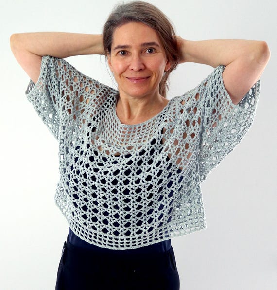 Crochet Pattern Tunic, Summer Sweater, Mesh Shirt 