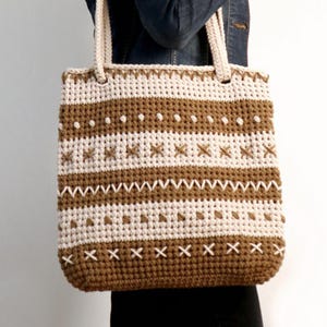 Häkelanleitung Tasche "Cappuccino" - Sprachen: Englisch / Deutsch