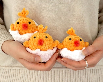 Crochet PatternCute for Chicks with Eggshells and Egg - Languages: English / German