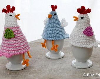 Egg Cosy Hens „Lady Gagack and Friends“ –  Crochet pattern English / German