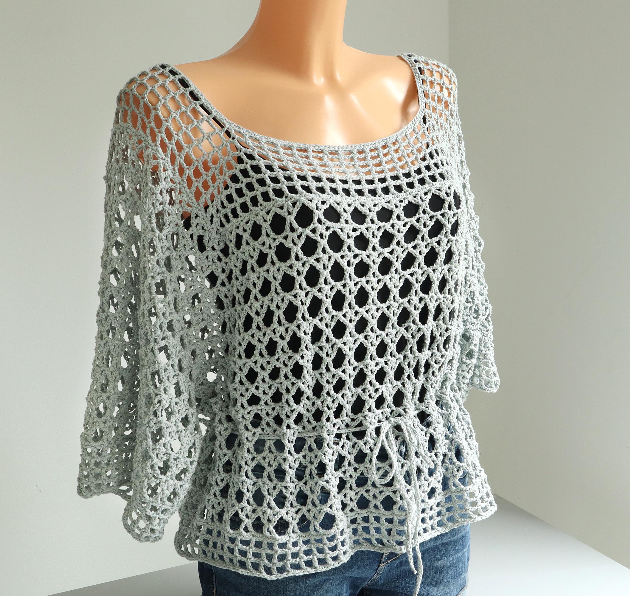 Crochet Pattern Tunic, Summer Sweater, Mesh Shirt 