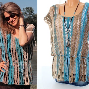 Crochet pattern for a top crocheted sideways - Language: German