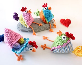 Häkelanleitung "Klipp-Klapp" das Taschenhuhn / Crochet Pattern for Hens "Klipp-Klapp" ; Sprache/Language: DE/ENG