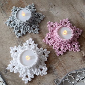 Crochet Pattern Tealight Holder &quot;Let it Snow&quot; - Language: English / German