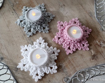 Crochet Pattern Tealight Holder "Let it Snow" - Language: English / German