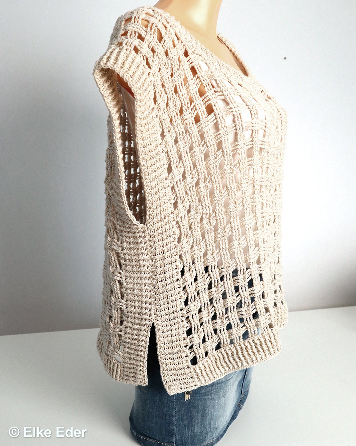 トップス MEDI SHELL MOTIF CROCHET KNIT VEST ameri ameri MEDI SHELL MOTIF CROCHET KNIT VEST