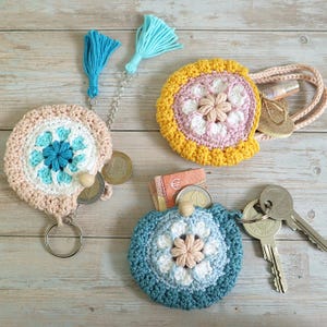Häkelanleitung PDF Mini-Mandala-Bag – Mini Tasche häkeln, Taschenbaumler, Schlüsselanhänger, Gutscheintäschchen