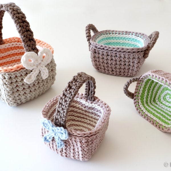 Crochet Pattern Basket, Utensilo "Spirelli" - Languages: English / German