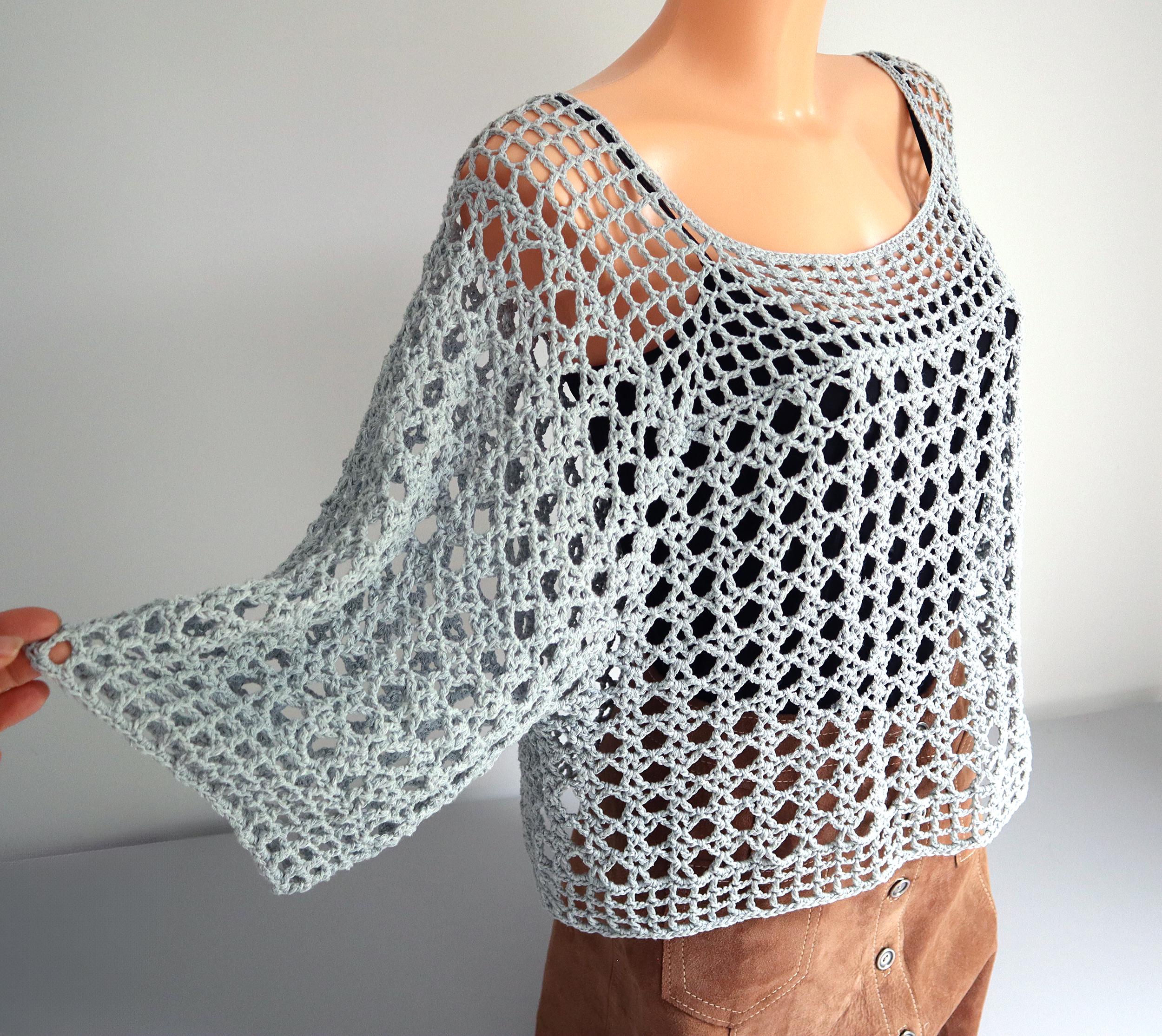 Crochet Pattern Tunic, Summer Sweater, Mesh Shirt 