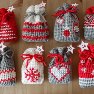 Instrucciones de crochet Calendario de Adviento, 2 tamaños, 8 motivos - Alemán / Inglés