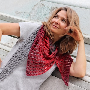 Patrón de crochet para la bufanda triangular "Red Coral" - Idiomas: Inglés (EE. UU.) / Alemán